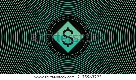 Neutrino USD (USDN) crypto currency coin logo banner. Line art financial technology concept vector illustration background.