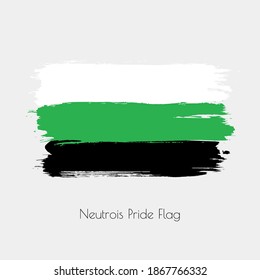 Neutrois lgbt vector watercolor flag. Hand drawn ink dry brush stains, strokes, stripes, horizontal lines isolated on white background. Painted colorful symbol of non-binary, pride, rights equality.