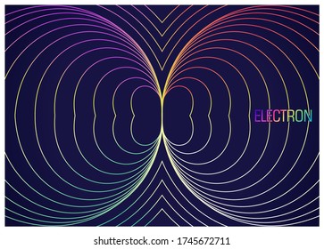Neutron. Colorful wavy lines composition. Abstract image of elementary physical particles. Conceptual design the theory of science. Vector illustration