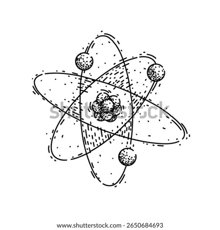 neutron molecule atom hand drawn. element compound, isotope ion, covalent ionic neutron molecule atom vector sketch. isolated black illustration
