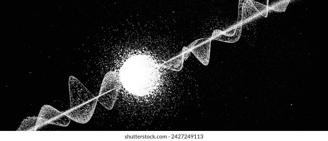 Neutron star and  ray burst in deep cosmos. Quasar energy star in space . Pulsar star . Magnetar. Noise texture  .Vector illustration