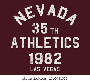 Nevada 35th Athletics Las Vegas typography varsity text Editable print for graphic tee t shirt or sweatshirt - Vector