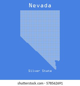 Nevada abstract dots map with name of state. Dotted style. Vector illustration