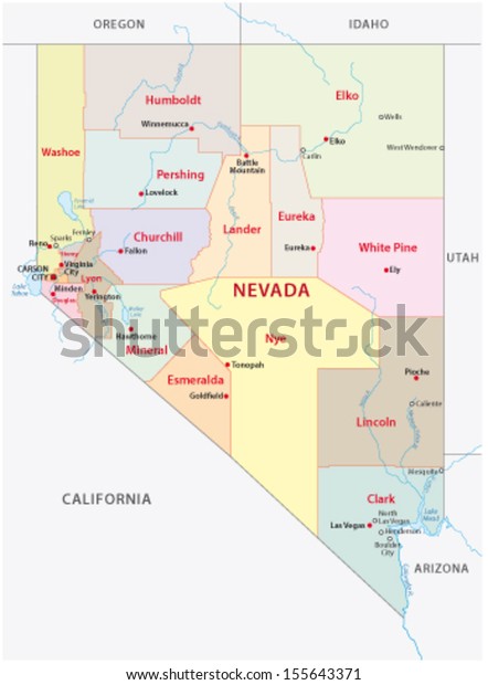 Nevada Administrative Map 2 Stock Vector (Royalty Free) 155643371 ...