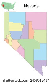 Nevada Amerika Karte Bunte Symbole