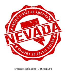 Nevada America Original Stamp Design Vector Art Tourism Souvenir Round.