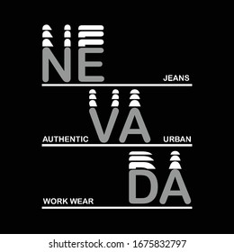 nevada authentic jeans typography, vector illustration