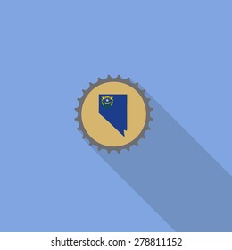 Nevada bottle cap flat icon with long shadow. Vector illustration EPS10