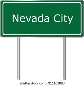 Nevada City , California, road sign green vector illustration, road table, USA city