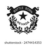 Nevada coat of arms vector silhouette illustration isolated. Nevada state flag coat of arms, country symbol. United States of America. Heraldic Nevada COA sign.
