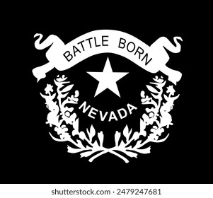 Nevada coat of arms vector silhouette illustration isolated. Nevada state flag coat of arms, country symbol. United States of America. Heraldic Nevada COA sign.