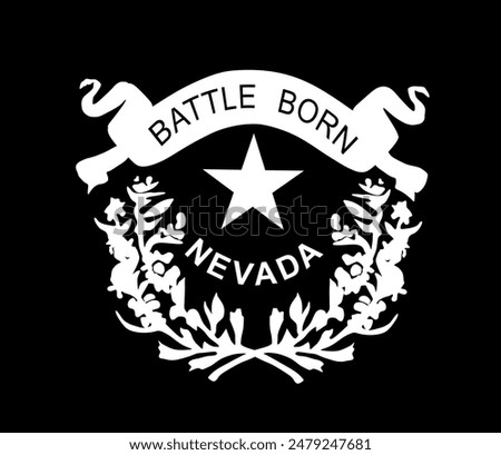 Nevada coat of arms vector silhouette illustration isolated. Nevada state flag coat of arms, country symbol. United States of America. Heraldic Nevada COA sign.