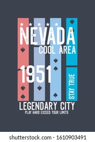 nevada cool area,legendary city,t-shirt design fashion vector