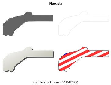 Nevada County (California) outline map set