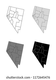 Nevada County Map (Gray, Black, White)
