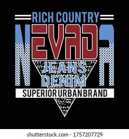 nevada denim jeans typography, vector illustration for print