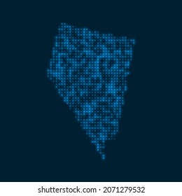Nevada dotted glowing map. Shape of the US state with blue bright bulbs. Vector illustration.