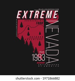 nevada, extreme tour graphics design typography, t shirt vectors, summer adventure, exotic sunset