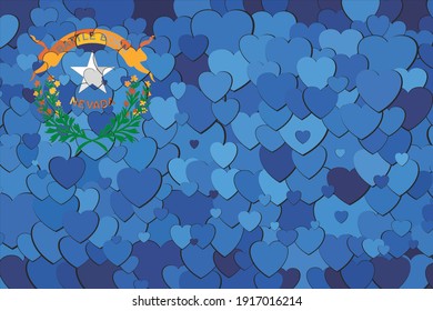 Bandera de Nevada hecha de fondo de corazones - Ilustración, 
Bandera de mosaico abstracta de Nevada