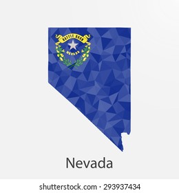 Nevada flag map in geometric,mosaic polygonal style.Abstract tessellation,background. Low poly vector illustration EPS10