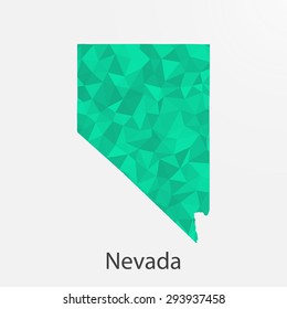 Nevada flag map in geometric,mosaic polygonal style.Abstract tessellation,background. Low poly vector illustration EPS10