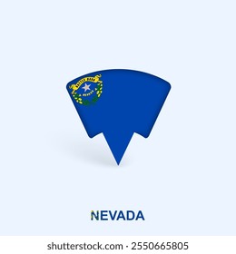 Nevada Flag Map Pointer Design with Shadow. Vector illustrator.