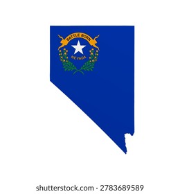 Nevada flag map poster. US state pride wall decor artwork. Patriotic printable digital art. Detailed vector illustration