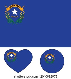 Nevada Flag on white background. Nevada Round Flag sign. heart symbol icon with Nevada flag symbol. flat style.