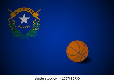 Nevada flag with realistic basketball ball, vector