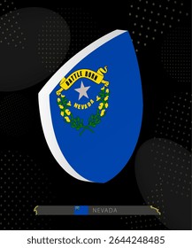 Nevada Flag Shield icon in 3D on Dark Modern Abstract Rugby Background. Perfect for sports events, heritage themes, national celebrations, and patriotic designs.