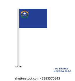 Nevada Fahne. Nevada Tischfahne auf weißem Hintergrund. US-Bundesstaat Nevada. Die USA. Vektorgrafik-Flagge von Nevada .