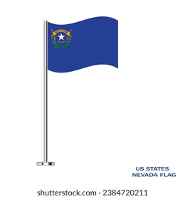 Nevada Fahne. Nevada Tischfahne auf weißem Hintergrund. US-Bundesstaat Nevada. USA Nevada Vektorgrafik-Fahne.