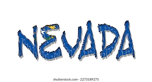 NEVADA flag text font, symbol background, flag ribbon typography lettering logo label banner, 3D colorful background, vector illustration