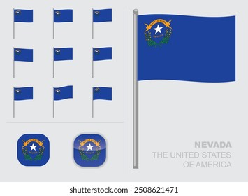 Nevada Flag The United States of America Waving Animation App Icon Vector