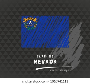 Nevada flag, vector sketch hand drawn illustration on dark grunge background