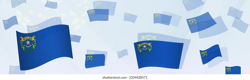 Diseño abstracto de la bandera de Nevada en un cartel. Resumen de diseño de fondo con banderas nacionales. Ilustración vectorial.