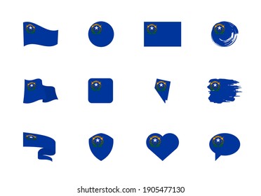 Nevada - flat collection of US states flags. Flags of twelve flat icons of various shapes. Set of vector illustrations