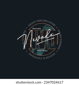 Nevada , para el diseño vectorial de camisetas, impresión, tipografía, emblema de afiches