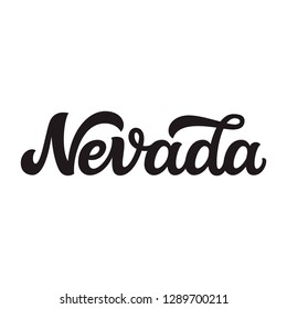 Nevada. Hand Drawn US State Name Isolated On White Background. Modern Calligraphy For Posters, Cards, T Shirts, Souvenirs, Stickers. Vector Lettering Typography