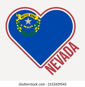 Nevada heart flag badge. Made with Love from Nevada logo. Flag of the us state heart shape. Vector illustration.