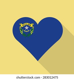 Nevada heart flag flat style with long shadow. Patriotic design. Vector EPS10