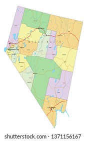 Nevada - Highly detailed editable political map with labeling.