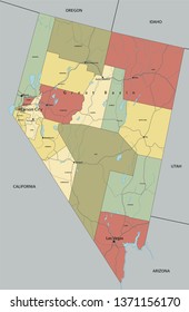 Nevada - Highly detailed editable political map with labeling.