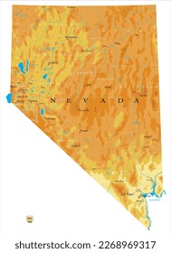 Nevada highly detailed physical map