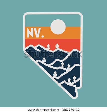 Nevada Hill and Trees in Sunset Perfect for Badge 