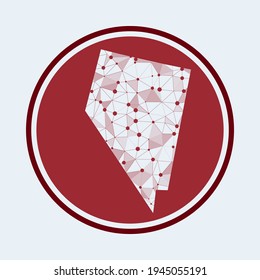 Nevada icon. Trendy tech logo of the US state. Geometric mesh round design. Technology, internet, network, telecommunication concept. Vector illustration.