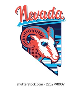 Nevada illustration poster with ibex head design
