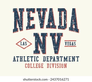 Nevada Las Vegas Athletic Department College Division Slogan-Print mit Grunge-Textur für grafisches T-Shirt oder Sweatshirt Hoodie - Vector