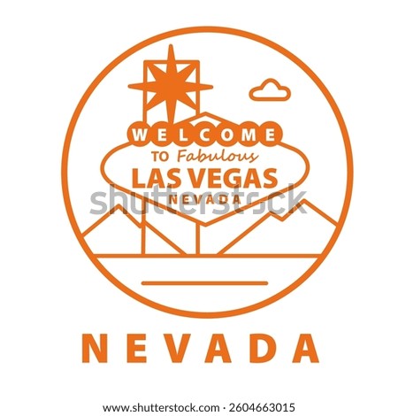 Nevada Line Art Badge with Las Vegas Sign and Sunrise