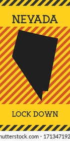 Signo de bloqueo de Nevada. Icono de peligro de la pandemia de los Estados Unidos. Ilustración vectorial.